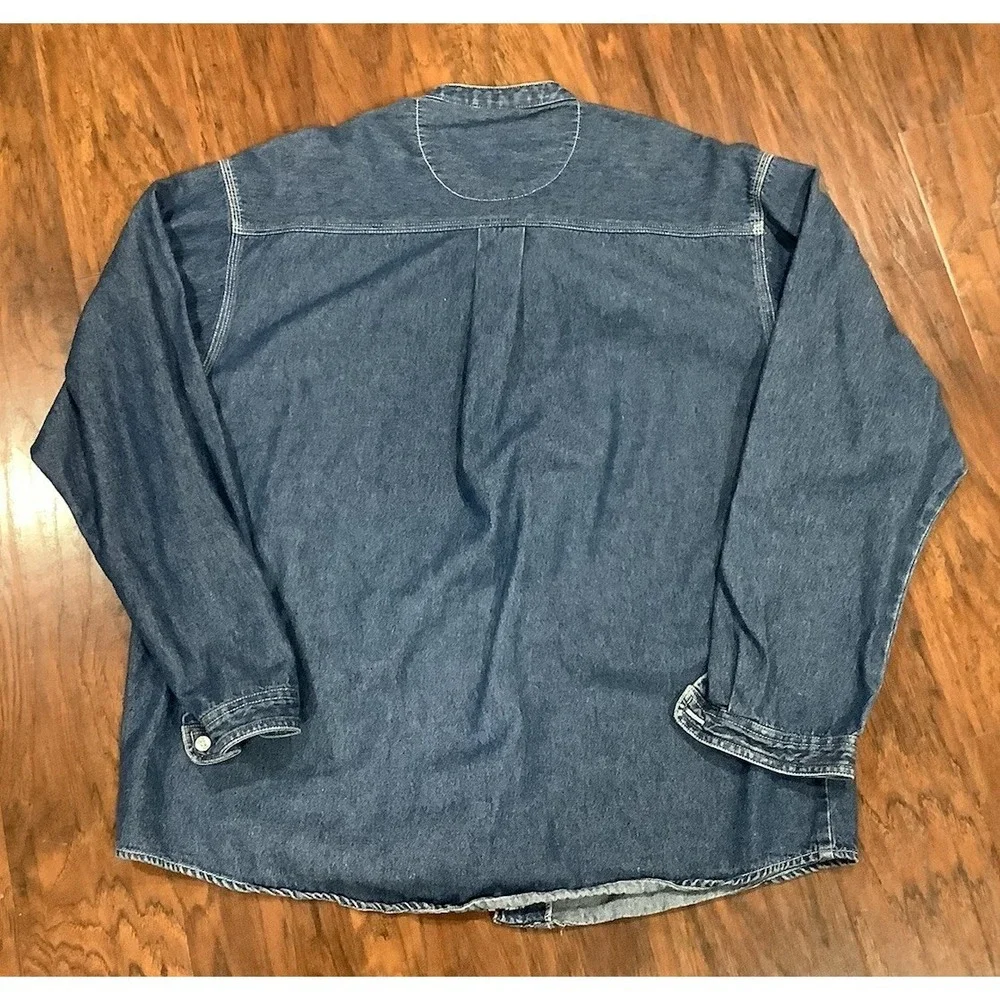 Vintage Bill Blass 90's Womens Denim Long Sleeve Shirt Size M Made In Hong Kong